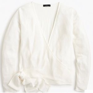 JCREW Linen Wrap Cardigan cream white